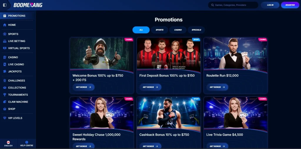 Boomerang Bet Casino Bonuses and Promotions