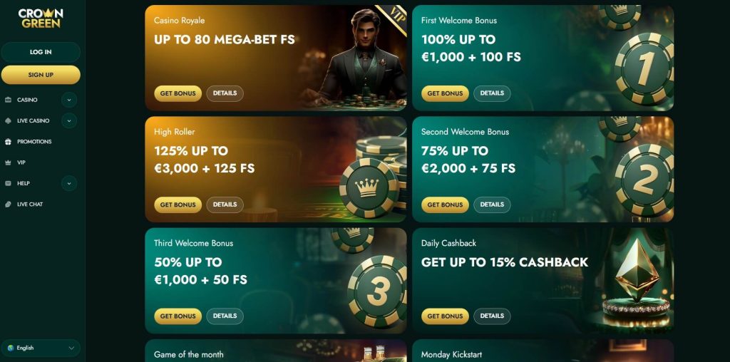 Crown Green Casino Bonuses and Promotions