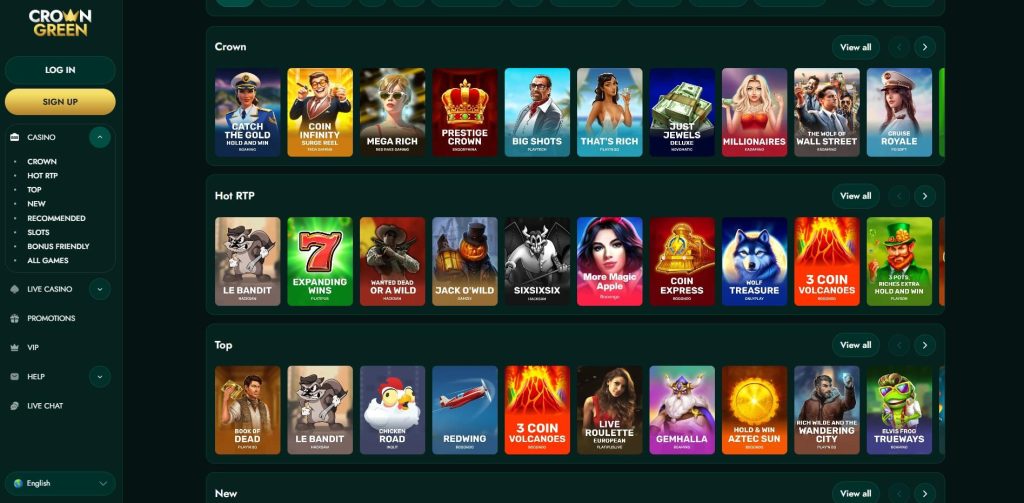 Crown Green Games Selection