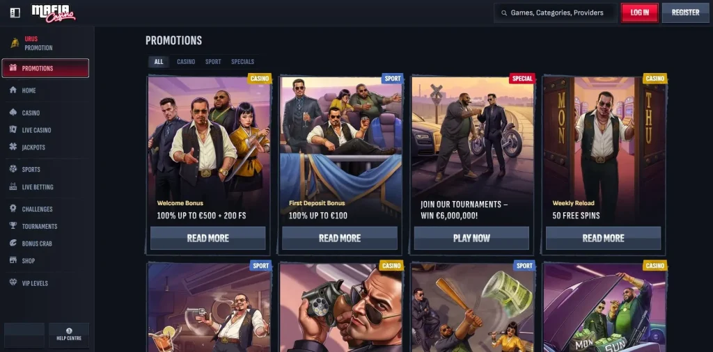 Mafia Casino Bonuses 