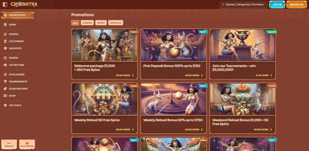 Cleobetra Casino Bonuses and Promotions