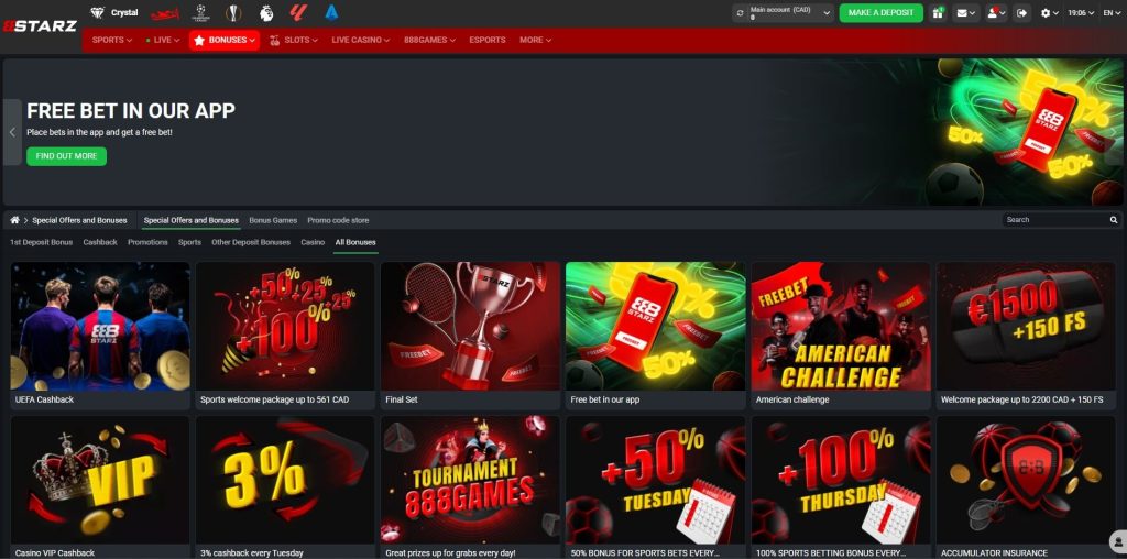888Starz Casino Bonuses and Promotions