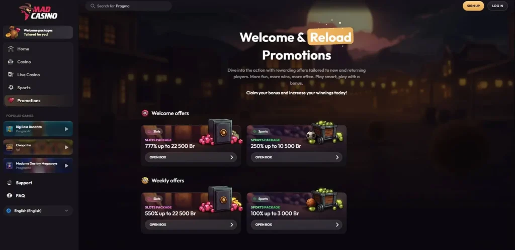 Madcasino Casino Bonuses 