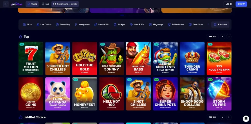 Jet4bet Games Selection