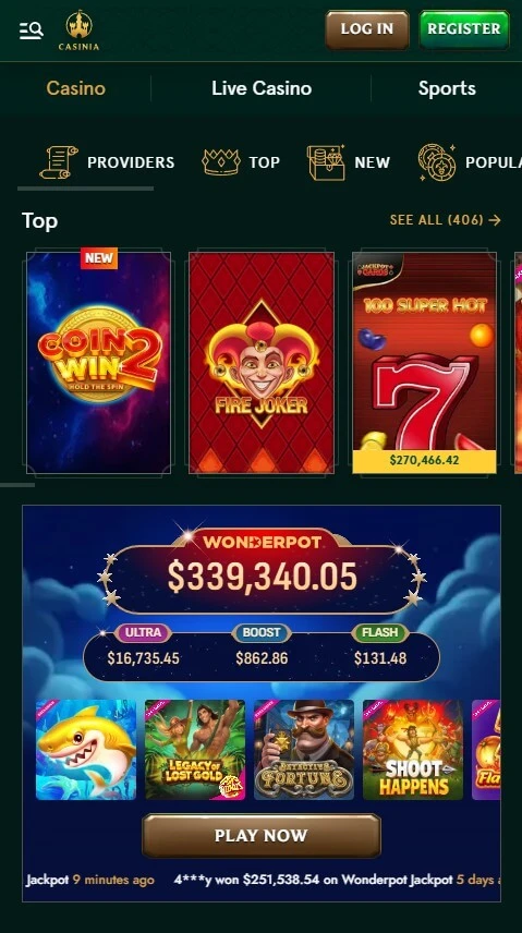 Casinia Mobile version